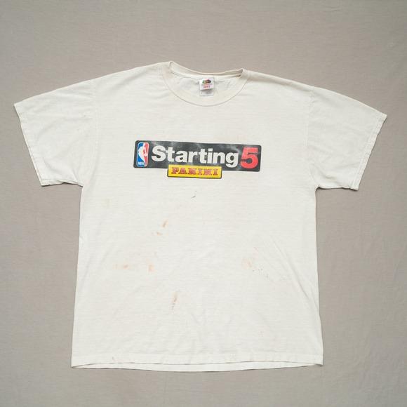 Other - Vintage Starting 5 Panini NBA Basketball T Shirt White Distressed Adult L Knicks